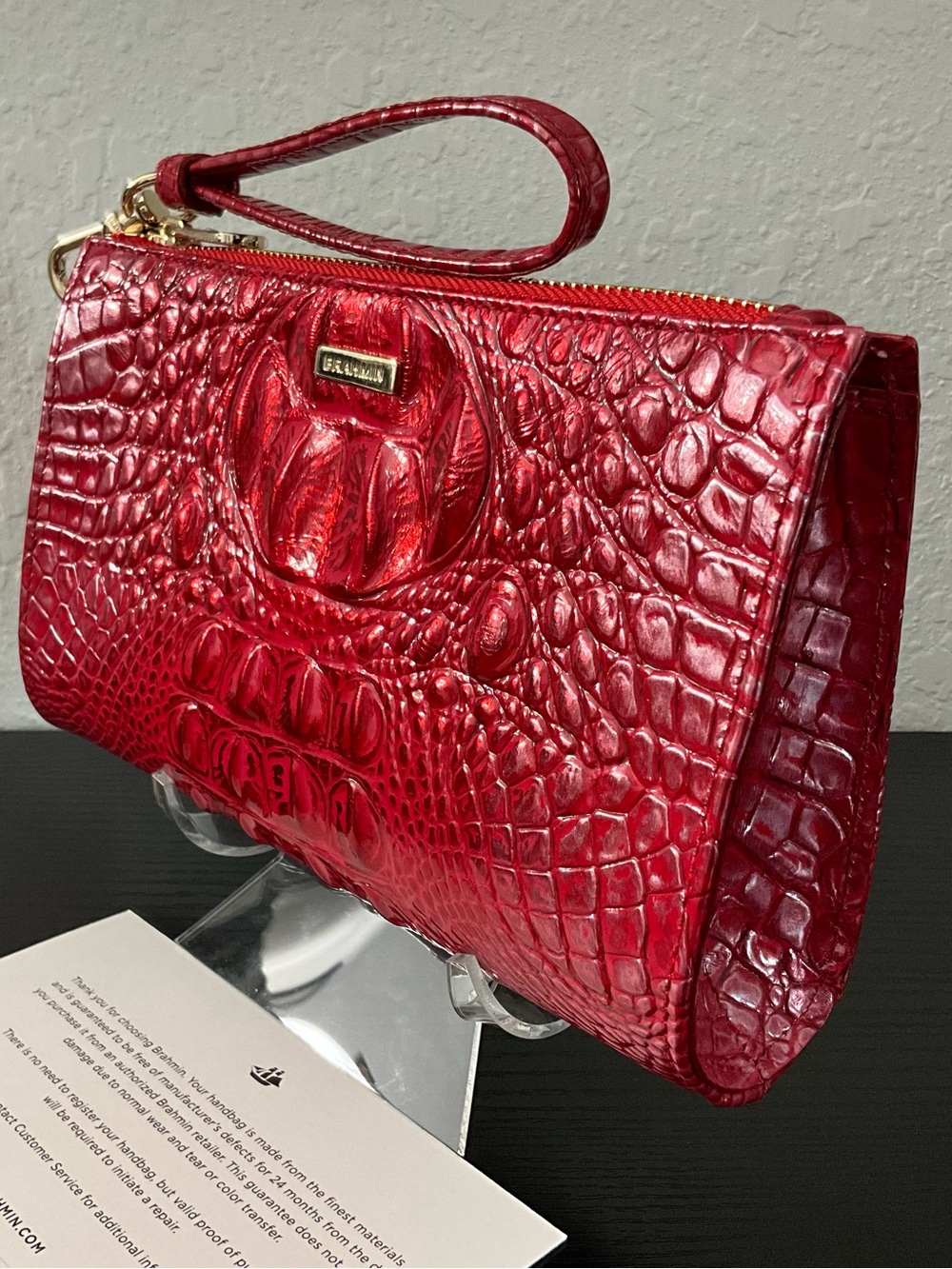 Brahmin Daisy HEARTBREAKER MELBOURNE Leather Wristlet Clutch Makeup Bag RARE NWT